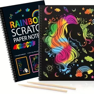 Latest Design Magic Color Rainbow Scratch Paper Art Book For Kids Craft Kit Scratch Paper Black Drawing Paper Sheets