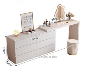 Moderno Simple Dormitorio Tocador Crema Retráctil <span class=keywords><strong>Maquillaje</strong></span> Escritorio Integrado Cubo Gabinete de Almacenamiento Pequeño Apartamento Crema Panel - Product Image 3