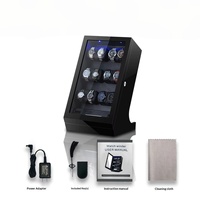 Eonluxe Boîte de rangement et de présentation pour montres mécaniques à remontage automatique, 12 emplacements, avec éclairage LED