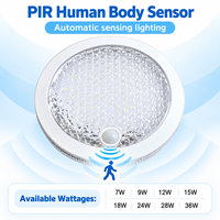 Plafonnier LED rond avec capteur de mouvement PIR, plusieurs options d'alimentation, marche/arrêt automatique pour couloir, hall d'entrée, éclairage domestique