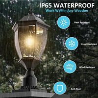 Lampes à poteaux solaires, éclairage de colonne du crépuscule à l'aube, base de montage sur poteau, extérieur, porche, cour, allée, lampadaire solaire extérieur