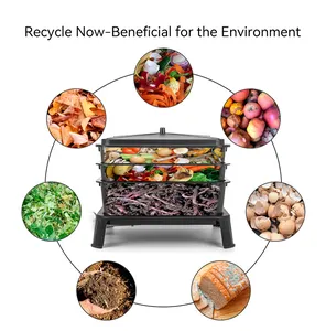 Yüksek kaliteli dikdörtgen solucan makinesi Diy gübre solucan çiftlik Composter solucan kulesi solucan kompost <span class=keywords><strong>bin</strong></span> - Product Image 6