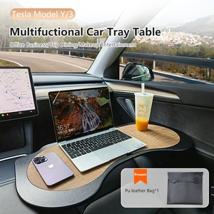 Pour <span class=keywords><strong>Tesla</strong></span> Model 3 Model Y Food Desk pour ordinateur portable Table de voiture pliable pour manger plateau polyvalent pour accessoires de conducteur - Product Image 2