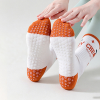 Chaussettes de yoga en coton à rayures avec logo personnalisé, antidérapantes, à semelle en caoutchouc, vente en gros