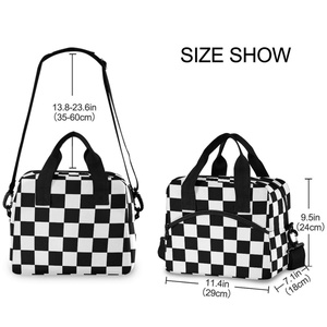 Black White Checkered Design Food Storage Men Thermal Custom Cooler Women Cooler Shoulder Bag Insulated Lunch Bag for Adults - Product Image 3