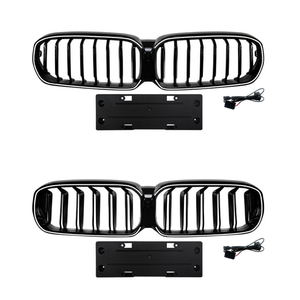 Parrilla Delantera Negra AURON Estilo Riñón Doble Listón ABS para BMW Serie 5 G30 G38 2021-2023 Pre-LCI, Parrilla de Modificación con Luz - Product Image 1