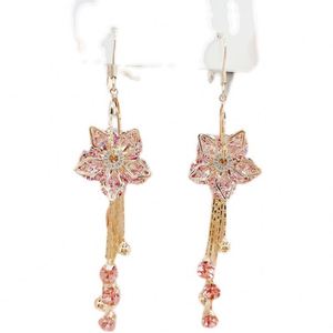 Fashionable Trendy Men's Crystal Rhinestone Charm Flower Tassel <b>Hook</b> Luxury High Long Slimming Silver Plated Rose Gold Plated - Product Image 5