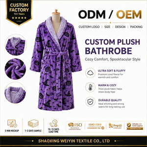 Accappatoio Viola di Halloween Personalizzato in <span class=keywords><strong>Pile</strong></span> Felpato, Commercio all'Ingrosso OEM Private Label, Vestaglia Accogliente per Regali Stagionali e Vendita al Dettaglio - Product Image 2