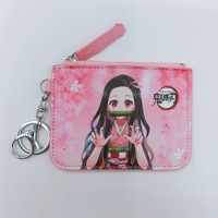 Nouveau style créatif, portefeuille à fermeture éclair, motif dessin animé mignon démon, porte-monnaie portable anti-perte pour enfants avec porte-cartes et porte-clés