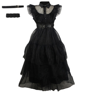 Haute qualité la <span class=keywords><strong>famille</strong></span> <span class=keywords><strong>Addams</strong></span> Christina Cosplay robe de gaze noire Costumes pour enfant fête carnaval Halloween - Product Image 1