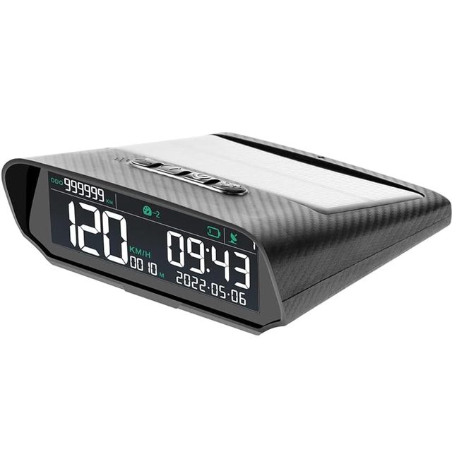 Wireless OBD Solar Digital GPS Speedometer Odometer HUD with Fatigue Overspeed Alarm Date/Time/Altitude for Car Motorcycle Truck