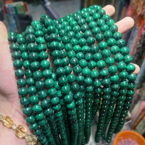 Perles rondes en <span class=keywords><strong>malachite</strong></span> naturelle 6mm 8mm 10mm, perles lisses en pierre brute pour la fabrication <span class=keywords><strong>de</strong></span> bijoux - Product Image 2