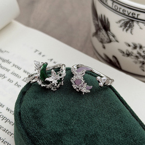 Bague d'index ajustable en cuivre et zircon, style Y2K Punk, motif <span class=keywords><strong>Lune</strong></span> et Épines Sombres, unisexe, unique, Halloween Gothique - Product Image 4