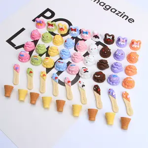 Amuletos de resina de helado, cuchara de dibujos animados, cono de helado, decoración Diy para funda de teléfono Diy