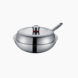 Cooker <span class=keywords><strong>King</strong></span> Titanium <span class=keywords><strong>Wok</strong></span> con tapa de vidrio y mango suave al tacto Capa de placa de titanio 403SS + Alu + Titanio - Product Image 2