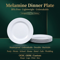 Assiette Plate OEM Blanche en Mélamine Écologique 9'' pour Dîner, Dessert, Sushi, Snack, Gâteau, Entrée, Fruits, Café, Hôtel