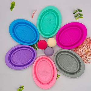 <b>Silicone</b> Makeup Brush Cleaner Bowl Beauty <b>Tool</b> Professional Washing Cleaning Mat Cosmetic Brush Sponge Powder Puff Home Use - Product Image 4