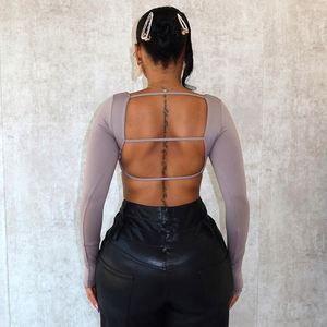 T-Shirt Top corta da <span class=keywords><strong>donna</strong></span> Slim da <span class=keywords><strong>donna</strong></span> a maniche lunghe alla moda all'ingrosso 2024 - Product Image 2