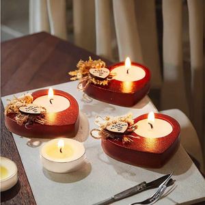Romantic Handmade Heart Shape Bamboo Wooden Candle <b>Holder</b> Christmas Lantern Storage Box for Wedding Home Party Decoration - Product Image 2