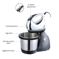 Batteur sur socle électrique professionnel 2-en-1 avec capacité de 2 L pour mélanger les œufs et la farine, rotation à 360°, usage familial