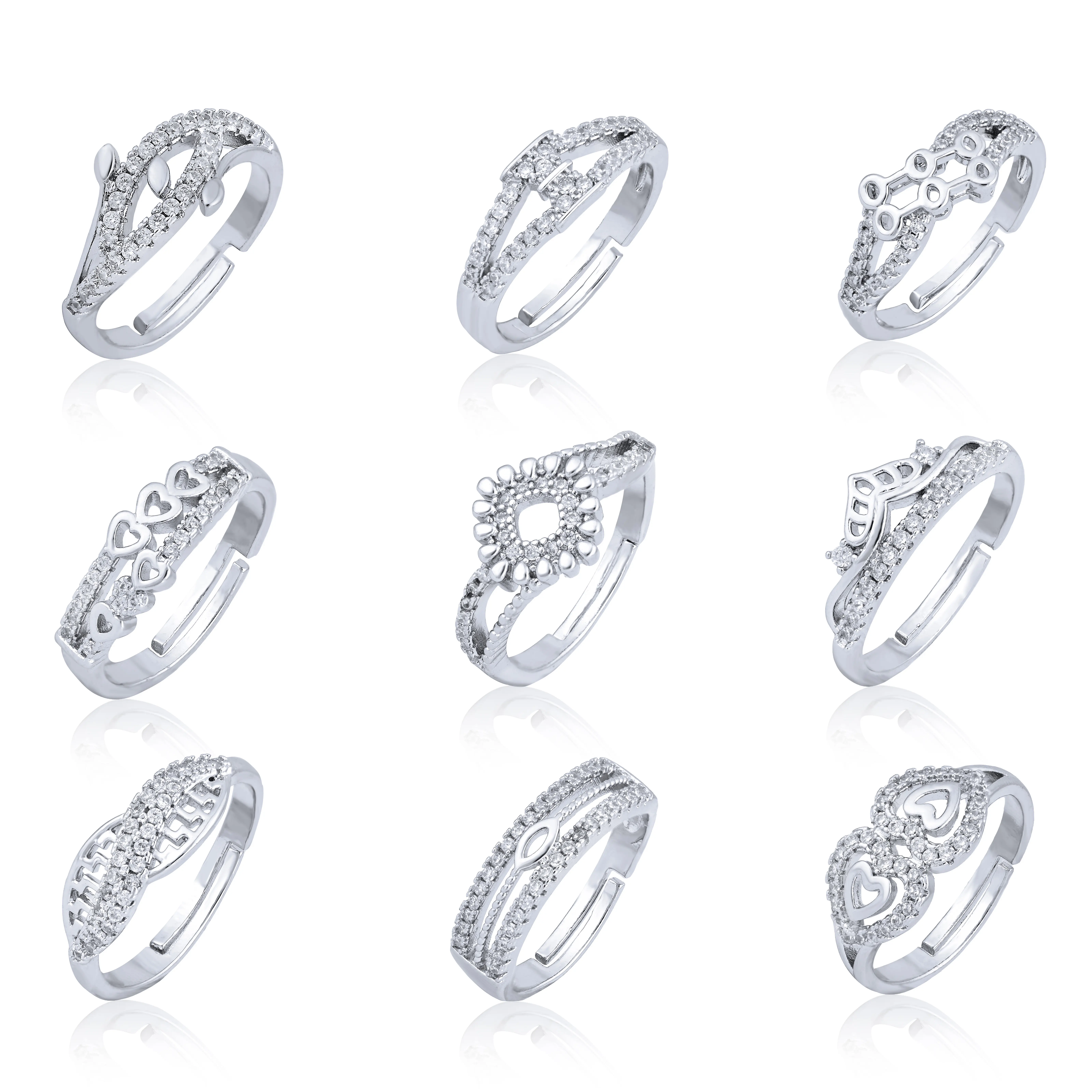 Perhiasan halus Vintage kecil Dainty desain Ice out putih batu zirkon cincin pernikahan tembaga cincin dapat disesuaikan perhiasan untuk wanita