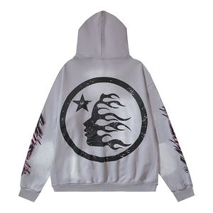 <span class=keywords><strong>Felpa</strong></span> autunnale Yousi con cappuccio in spugna lavata con Logo con lettere di fiamma stampato ampio stile Street ODM LOGO frontale lavorato a maglia - Product Image 2