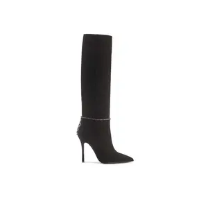 New Hot Sale Schwarz Italienische High Heel Overknee Stiefel für Frauen für die ganze Saison Lederschuhe Made in Italy