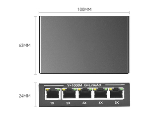 GIANTECH Gigabit 5-Port <b>Switch</b> VLAN <b>Ethernet</b> Security Wall Mount Network <b>Switch</b> - Product Image 1