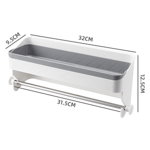 Porta oggetti da bagno a muro senza trapano in <span class=keywords><strong>plastica</strong></span> lavabo ripiano ripiano con utensili per la pulizia porta asciugamani - Product Image 5