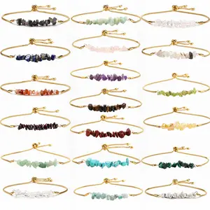 Groothandel Roestvrijstalen Ketting Verstelbare Kleurrijke Natuursteen Kristallen Armbanden Voor Mevrouw Meisjes