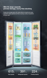 Réfrigérateur intelligent Frectec 615L grande capacité, double porte, technologie Inverter, HarmonyOS Connect, écologique, No Frost, pour la maison - Product Image 6