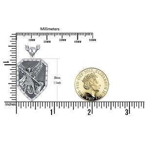 Collar con colgante de San Miguel Jesús grabado en forma de escudo de Plata de Ley 925 para hombres - Product Image 3