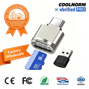 Mini lecteur de carte USB C, adaptateur pour lecteur de carte Micro SD, lecteur de carte mémoire TF de type C, lecteur de carte avec lumière LED, adaptateur de carte TF - Product Image 1