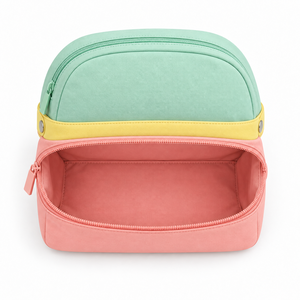 Makeup Organizer <b>Storage</b> <b>Bag</b> Detachable Top Pouch Two Tier Snap Button Candy Colour Block Wash Pouch Custom Logo - Product Image 5
