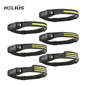 Helius Wholesale Hot Sale Running Hiking Outdoor Sports Sensor Rechargeable USB LED Flashlight Headlight