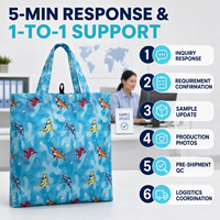 Sac de courses personnalisé OEM ODM avec logo imprimé requin, sac fourre-tout réutilisable en nylon, sac de voyage pliable, imperméable et écologique