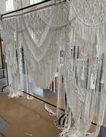 Rideau en macramé extensible en coton pour toile de fond de mariage, draperie et cantonnière pour décoration de mariage, arche, cérémonie et fête