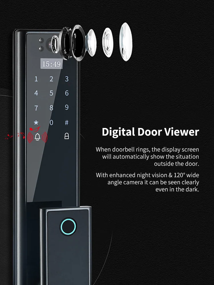 New Design Smart Door Lock 2021 Surveillance Camera  Home Security Fully Automatic Finger print Door Lock