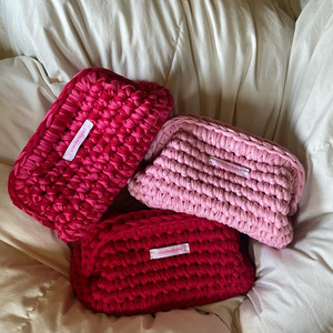 Bolsas de almacenamiento personalizadas al por mayor de diseño bonito para brochas de maquillaje bolsa de maquillaje de tocador de ganchillo cosmético de viaje grande - Product Image 2