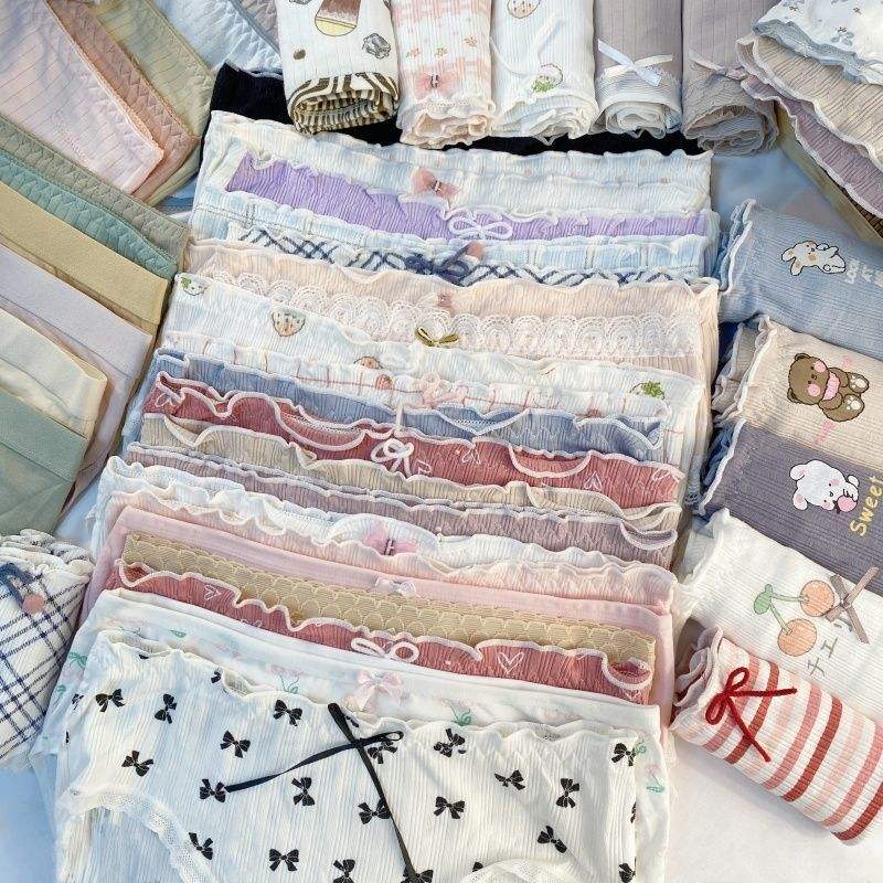 Women's Underwear Bulk Cheap Stock Underwear Women Lovely Japanese Cotton Anti-bacterial Mid-waist Briefs
