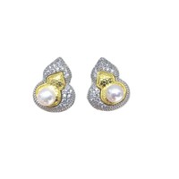 SHDIYAYUN Boucles d'oreilles en perles d'eau douce 100 % naturelles, design rétro gourd contrastant, bijoux en perles, vente chaude