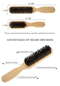 Manche en bambou brosse de nettoyage en poils de sanglier brosse <span class=keywords><strong>à</strong></span> barbe de coiffure antistatique peigne de coiffure outils de rasage pour hommes - Product Image 3