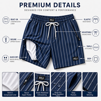 Shorts de bain rayés marine pour hommes, séchage rapide, avec doublure de compression, fabrication OEM, marque privée