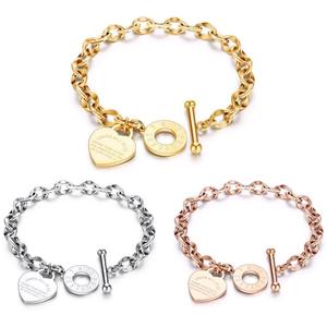 Bracciale a Catena a Forma di Cuore Gioielli di Moda <span class=keywords><strong>da</strong></span> Donna all'Ingrosso Catena <span class=keywords><strong>da</strong></span> <span class=keywords><strong>Mano</strong></span> in Acciaio Inossidabile - Product Image 6