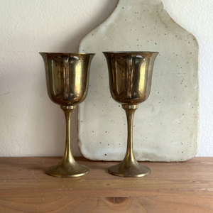 Copas de Vino de Latón de Tallo Alto, Estilo Vintage, Elegantes, Juego de Copas de Latón Pulido para el Hogar, Bar, Vajilla, Vasos - Product Image 1
