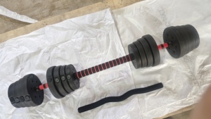 <span class=keywords><strong>Kit</strong></span> d'<span class=keywords><strong>haltères</strong></span> en plastique réglables avec barre d'extension droite pour exercices de musculation à domicile - Product Image 4