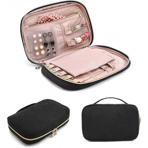 Usine BSCI, NOUVEAU produit 2024, sac de rangement pour bijoux de voyage noir, étuis pour colliers, boucles d'oreilles, bagues, bracelets - Product Image 3