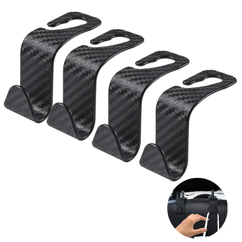 Ganchos de plástico para reposacabezas de coche, 4 piezas por juego, organizador de almacenamiento, gancho Universal para asiento trasero de coche para bolso