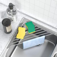 Séchoir à vaisselle enroulable Triangle Offre Spéciale pour coin d'évier Petit séchoir à vaisselle pliable en acier inoxydable