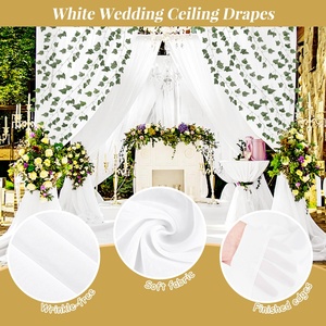 Mousseline de soie mer plafond rideaux suspendus pure toile de fond rideau pour fête de <span class=keywords><strong>mariage</strong></span> arc tente Restaurant Hall plafond décorations - Product Image 4